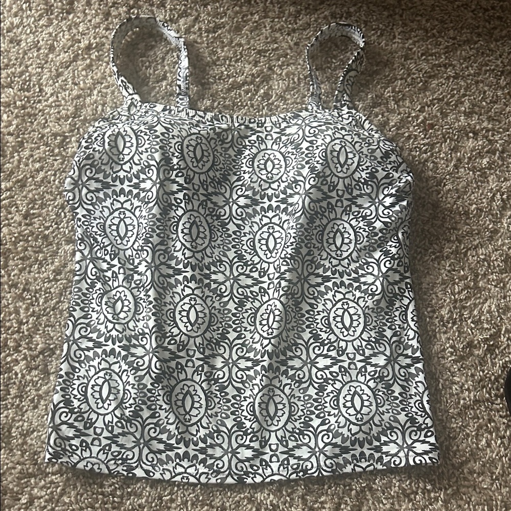 Lands' End Black and White Patterned Swim Camisole